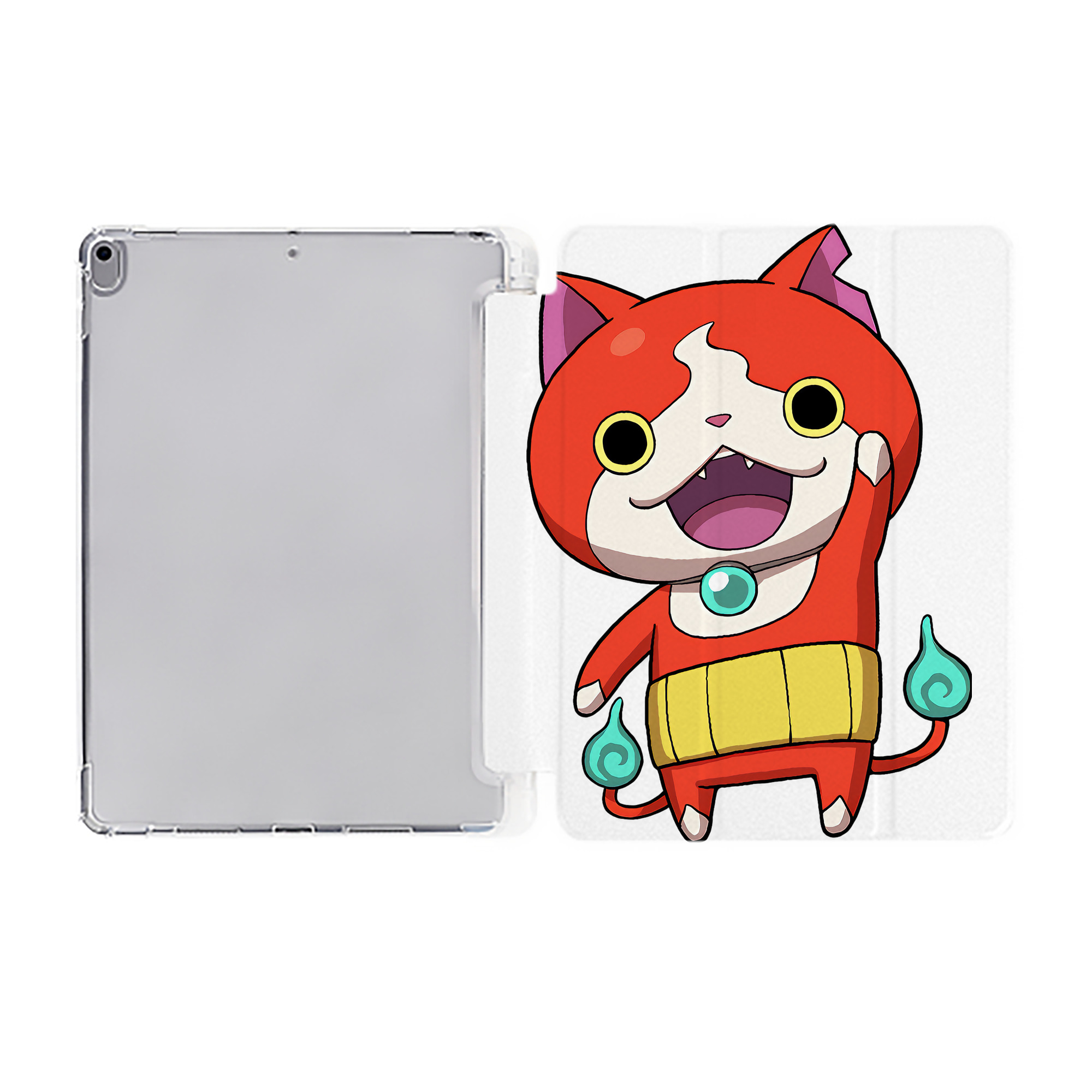 （画像用） 妖怪ウォッチ Yo-kai Watch IPad ケース ペン収納付き 三つ折りスタンド PUレザー×シリコン 対応機種9.5/10.5/10.9インチ